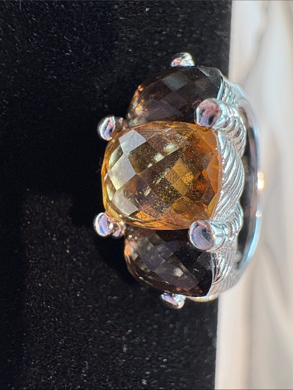 Judith Ripka Citrine and Smoky Quartz Sterling Silver Ring